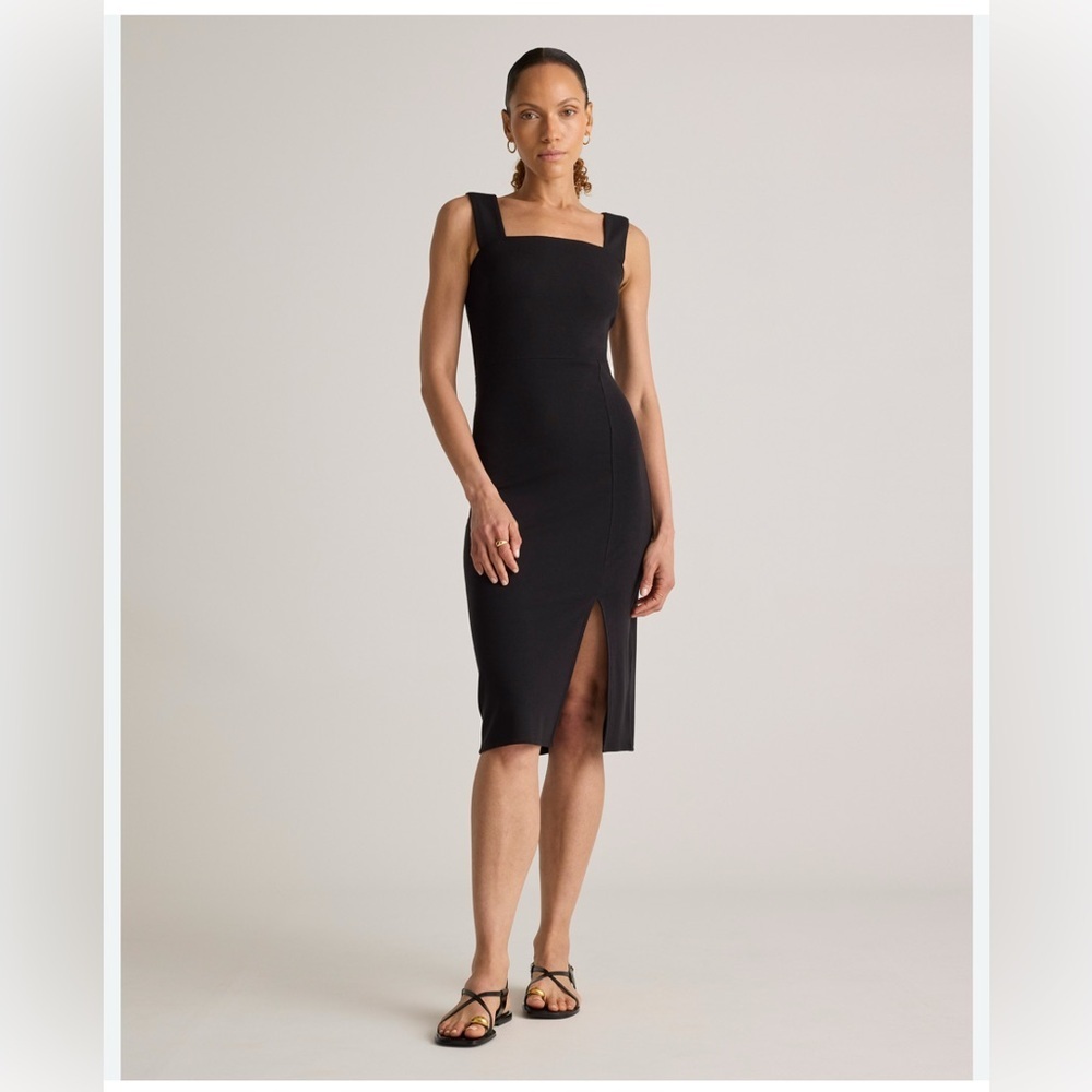 NWT Tencel Rib Knit Sleeveless Square Neck Midi Dress XS